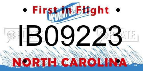 IB09223 North Carolina License Plate
