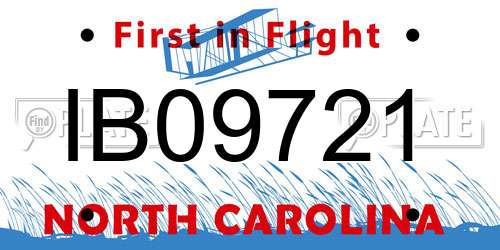 IB09721 North Carolina License Plate