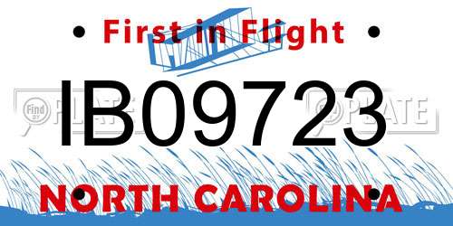 IB09723 North Carolina License Plate