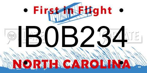 IB0B234 North Carolina License Plate