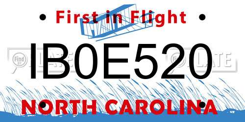 IB0E520 North Carolina License Plate