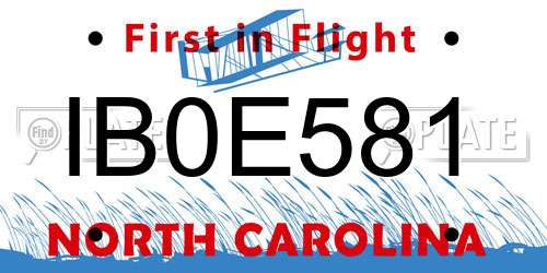 IB0E581 North Carolina License Plate