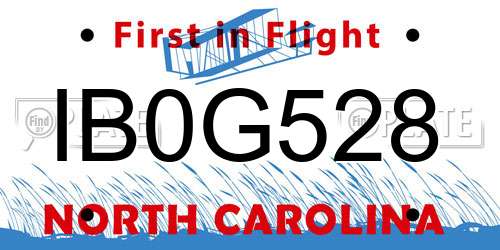 IB0G528 North Carolina License Plate