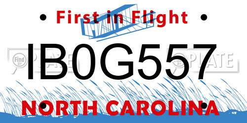 IB0G557 North Carolina License Plate