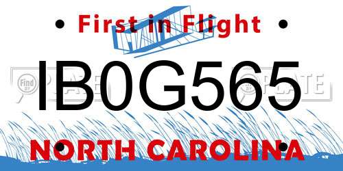 IB0G565 North Carolina License Plate