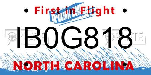 IB0G818 North Carolina License Plate