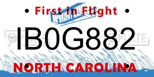 IB0G882 North Carolina License Plate