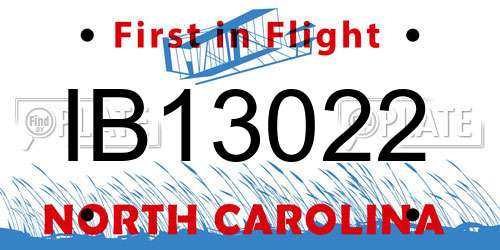 IB13022 North Carolina License Plate