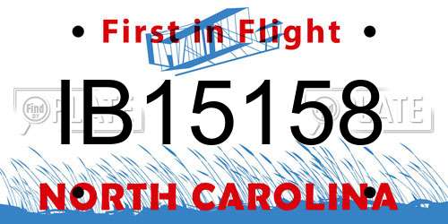 IB15158 North Carolina License Plate