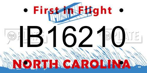 IB16210 North Carolina License Plate