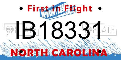 IB18331 North Carolina License Plate