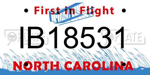 IB18531 North Carolina License Plate