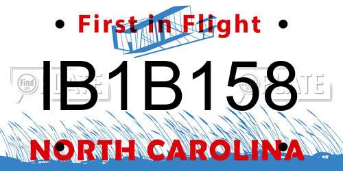 IB1B158 North Carolina License Plate