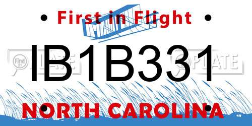 IB1B331 North Carolina License Plate