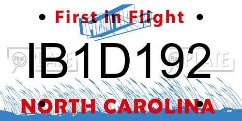 IB1D192 North Carolina License Plate