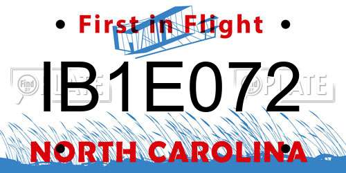 IB1E072 North Carolina License Plate