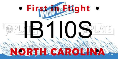IB1I0S North Carolina License Plate