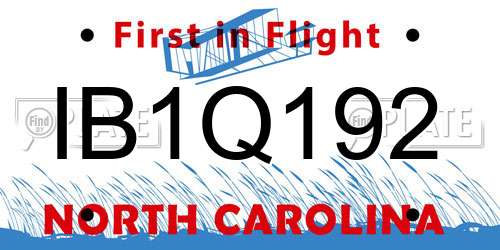 IB1Q192 North Carolina License Plate