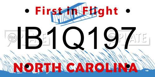 IB1Q197 North Carolina License Plate