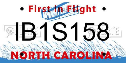IB1S158 North Carolina License Plate