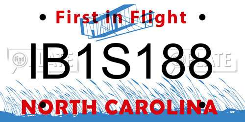 IB1S188 North Carolina License Plate