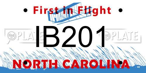 IB201 North Carolina License Plate