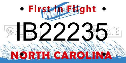 IB22235 North Carolina License Plate
