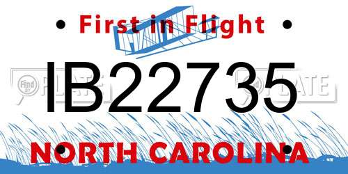 IB22735 North Carolina License Plate