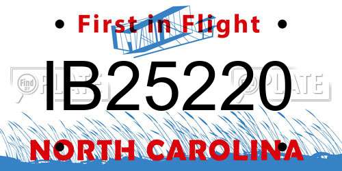 IB25220 North Carolina License Plate