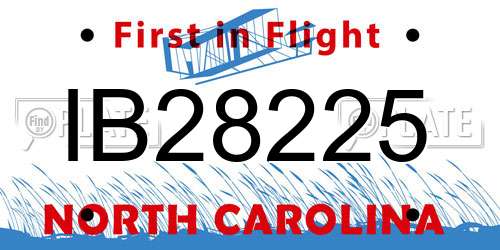 IB28225 North Carolina License Plate