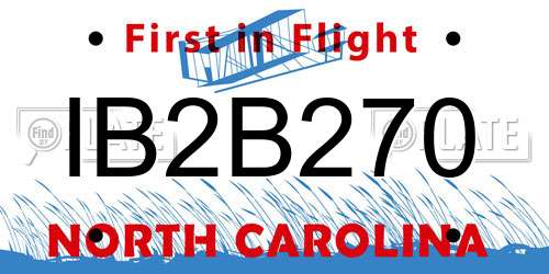 IB2B270 North Carolina License Plate