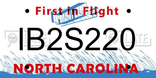 IB2S220 North Carolina License Plate