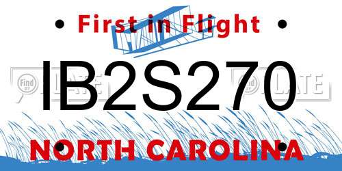 IB2S270 North Carolina License Plate