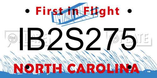 IB2S275 North Carolina License Plate