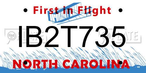 IB2T735 North Carolina License Plate