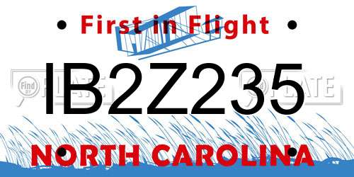 IB2Z235 North Carolina License Plate