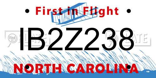 IB2Z238 North Carolina License Plate
