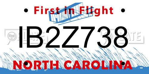 IB2Z738 North Carolina License Plate