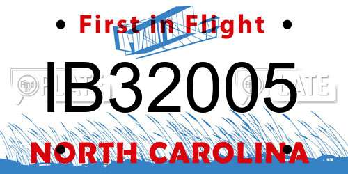 IB32005 North Carolina License Plate
