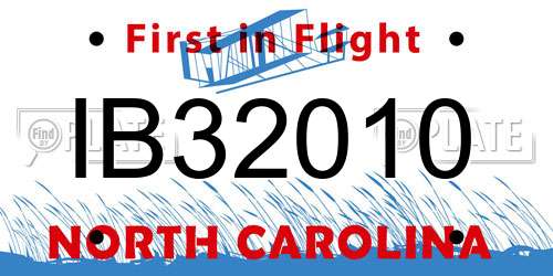 IB32010 North Carolina License Plate