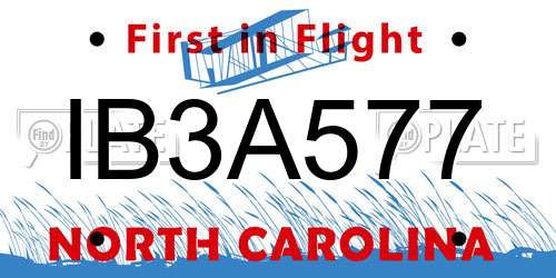 IB3A577 North Carolina License Plate