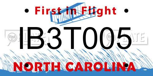 IB3T005 North Carolina License Plate