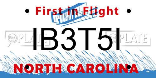 IB3T5I North Carolina License Plate
