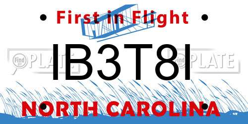 IB3T8I North Carolina License Plate