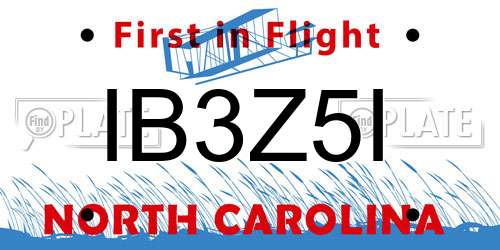 IB3Z5I North Carolina License Plate