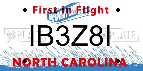 IB3Z8I North Carolina License Plate