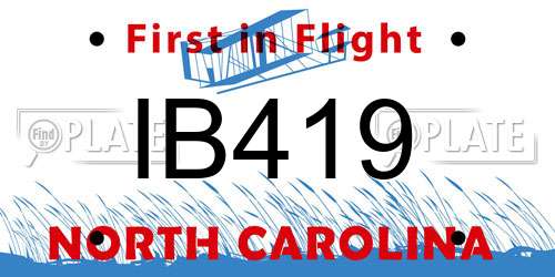 IB419 North Carolina License Plate