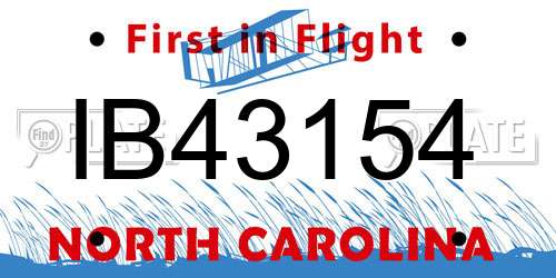 IB43154 North Carolina License Plate