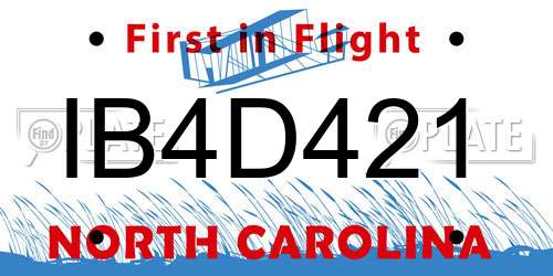IB4D421 North Carolina License Plate