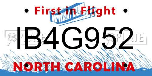 IB4G952 North Carolina License Plate